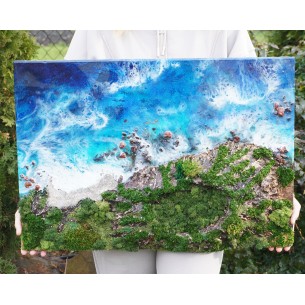 Картина из смолы Океан с вулканом